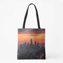 Esquina urbana de atardecer - Fin - Imprimir bolsa