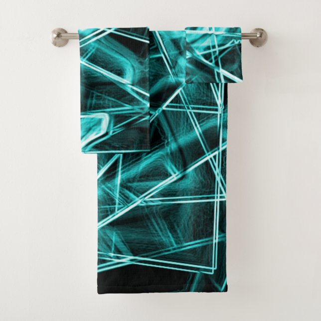 Esquinas cuadradas y puntos de "neón" azul ciano o (In situ)