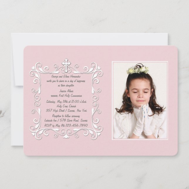 Esquinas de enamorados Foto Invitación religiosa (Anverso)