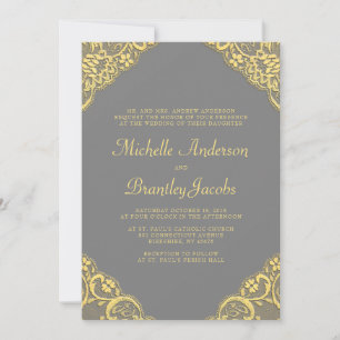 Esquinas de encaje dorado Elegante Invitación a la