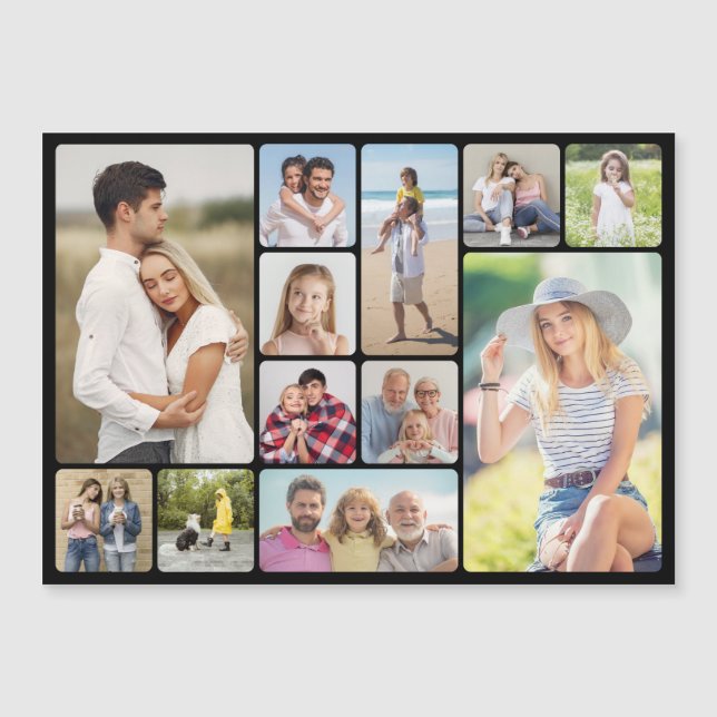 Esquinas redondas 12 tarjeta magnética de Collage  (Anverso)