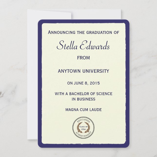 Esquinas redondeadas de Invitación de graduación a (Anverso)
