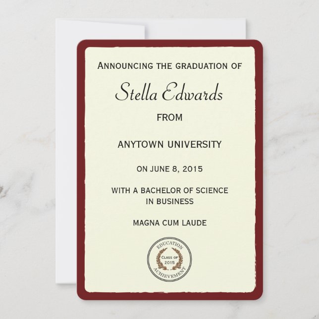 Esquinas redondeadas de Invitación de graduación d (Anverso)