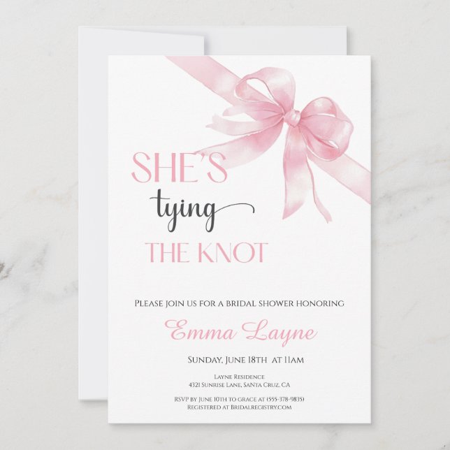 Está atando la invitación a la ducha de novia Knot (Anverso)
