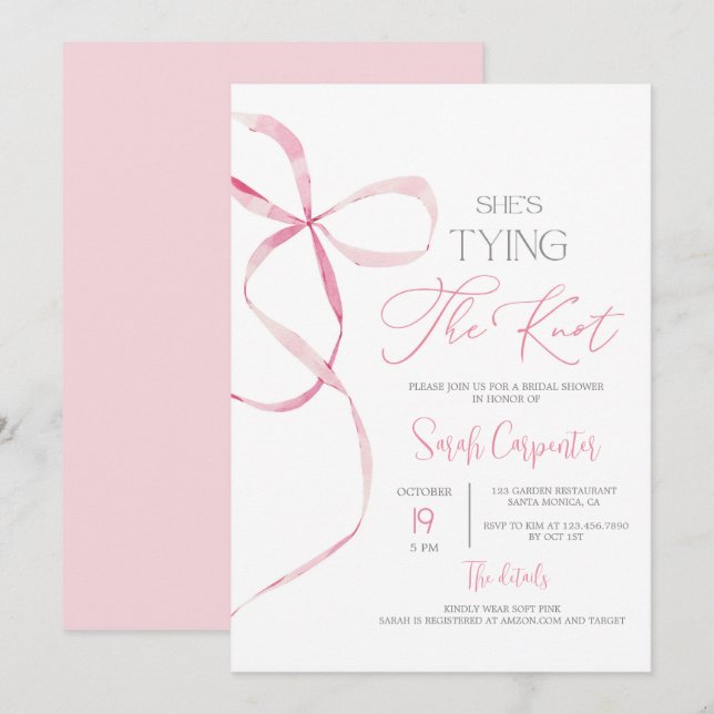 Está atando la invitación a la ducha de novias de  (Anverso / Reverso)