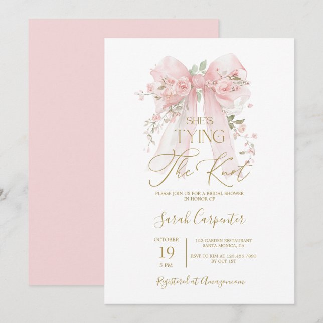 Está atando la invitación a la ducha de novias de  (Anverso / Reverso)