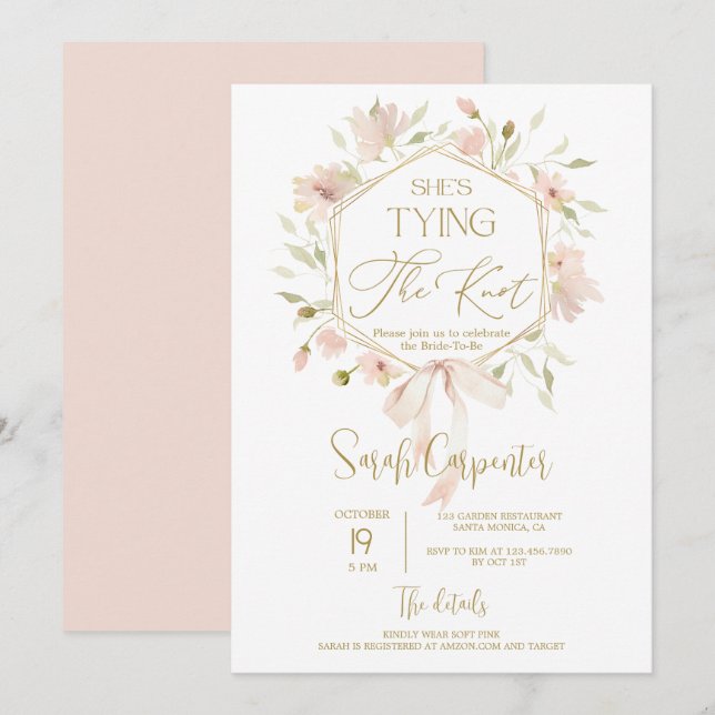 Está atando la invitación a la ducha de novias de  (Anverso / Reverso)