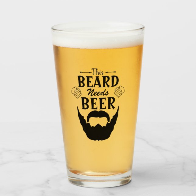 Esta Barba Necesita Una Cerveza, Copa De Vidrio (Anverso (lleno))