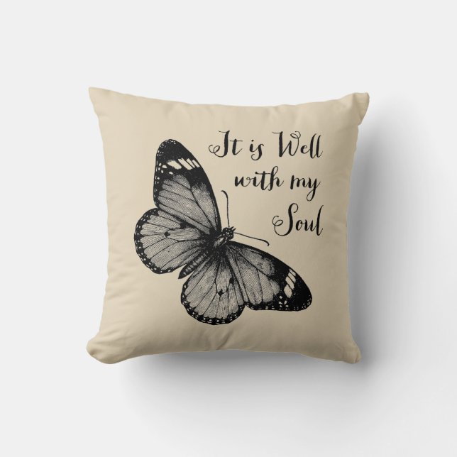 Está Bien Con Mi Cojín decorativo De La Mariposa D (Anverso)