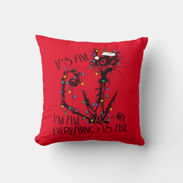 Está bien todo está bien Navidades rojos almohada (Anverso)