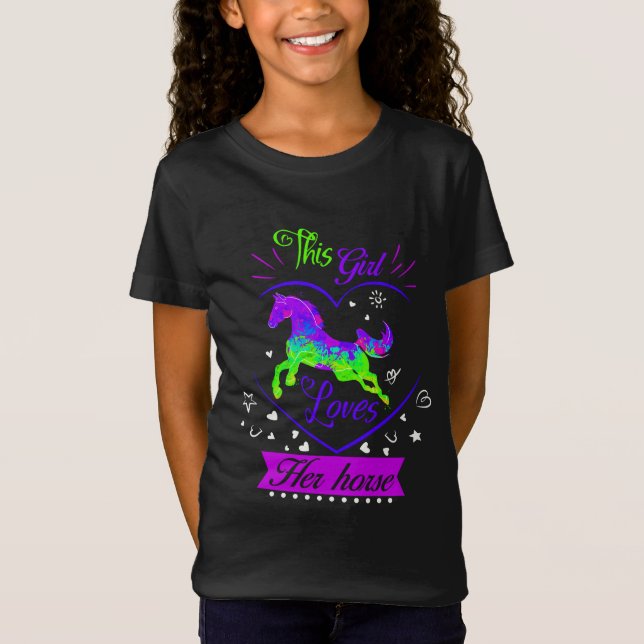 Esta Chica ama su camiseta morada de caballo (Anverso)