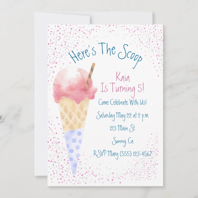 Esta es la invitación a celebrar cumpleaños Scoop (Anverso)