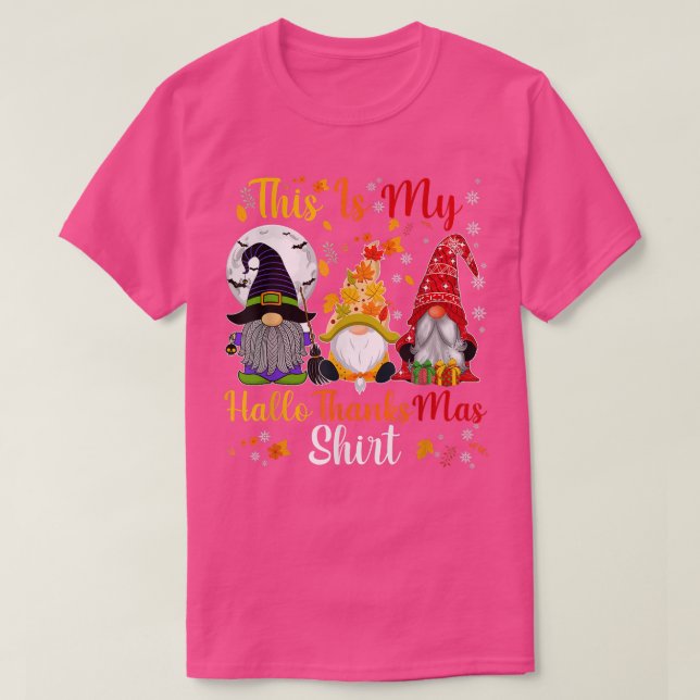Esta es mi camiseta de Hallothanksmas tres gnomos  (Diseño del anverso)