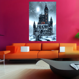Está nevando en el castillo   Poster de arte de IA
