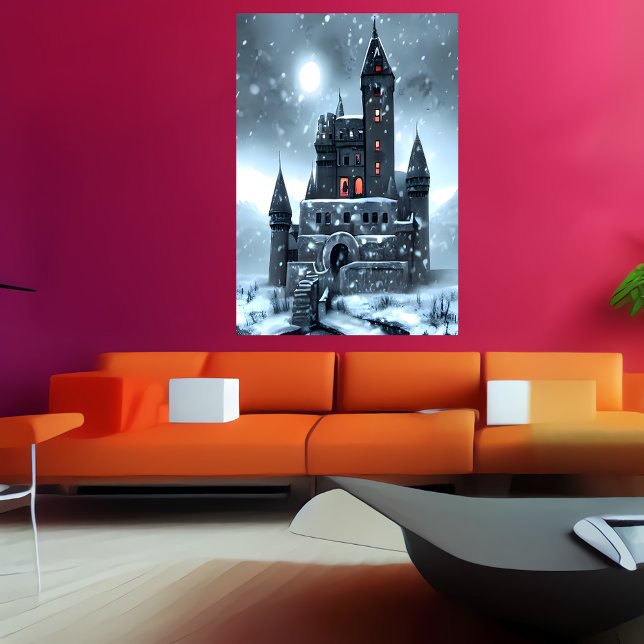 Está nevando en el castillo | Poster de arte de IA (Subido por el creador)