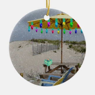 Está nevando en mi ornamento de la silla de playa