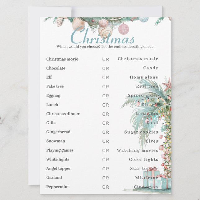 Esta o aquella tarjeta de juego de Navidades coste (Anverso)