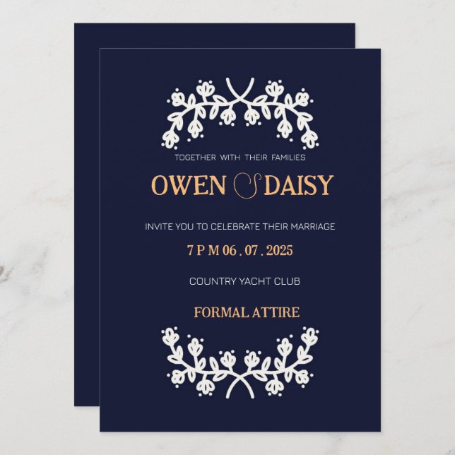 Esta sofisticada oferta de diseño de invitación pa (Anverso / Reverso)