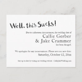 Esta tarjeta postal es pospuesta para el Boda