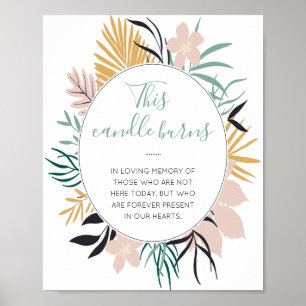 Esta vela arde Señal de boda conmemorativa tropica