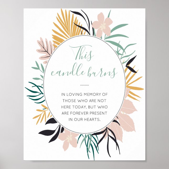 Esta vela arde Señal de boda memorial tropical (Frente)