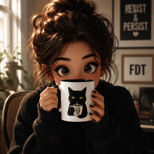¿Está ya muerto? Taza de gato negro   Divertido po