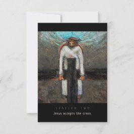 Estación 2, Jesús acepta tarjeta de oración cruzad