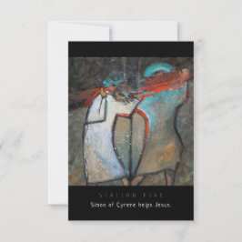 Estación 5, ayuda Simón de Cyrene, tarjeta de orac