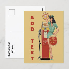 Estación de gas de vintage, editar postal de texto