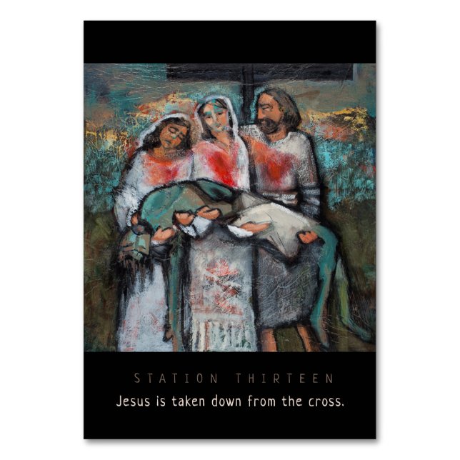 Estación Trece, Jesús retirado, Tarjeta de Oración (Anverso)