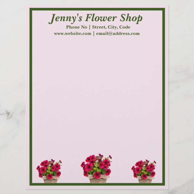 Estacionamiento de membrete floral personalizado (Anverso)