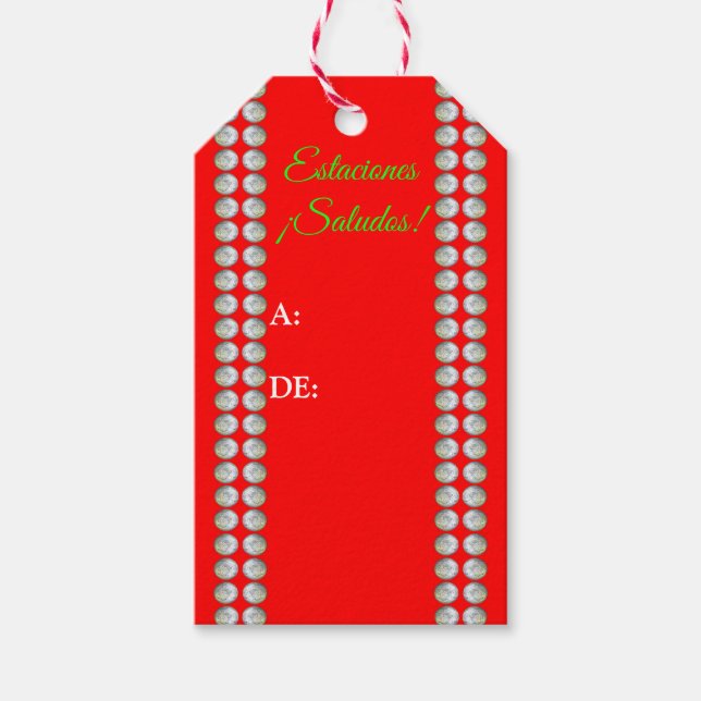 Estaciones ¡Saludos! Etiqueta de regalo (Anverso)