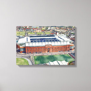 Estadio histórico Ibrox Glasgow Acuarela Arte