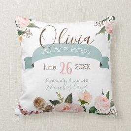 Estadísticas de boho, almohada de anuncio de nacim