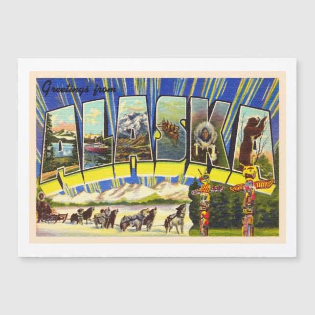 Estado de Alaska AK Vintage Carta grande postal (Anverso)