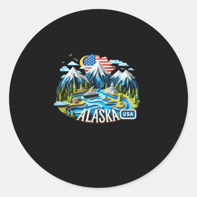 Estado De Alaska En Pegatina Estadounidense (Anverso)
