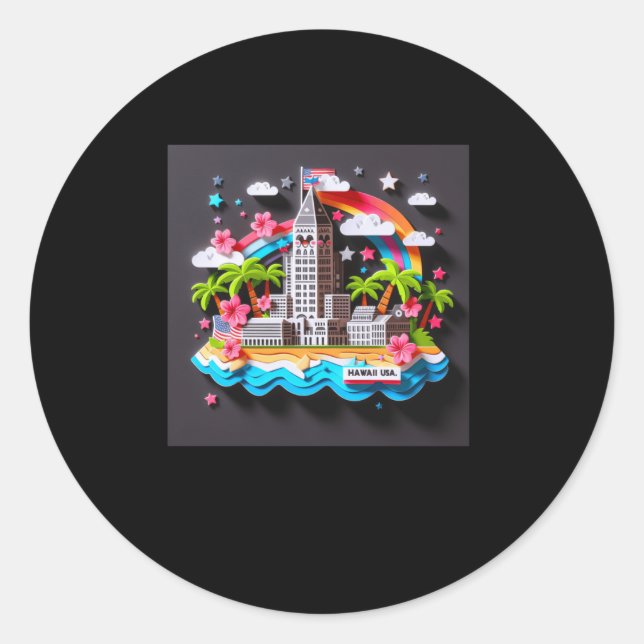 Estado De Hawaii En Pegatina Estadounidense (Anverso)
