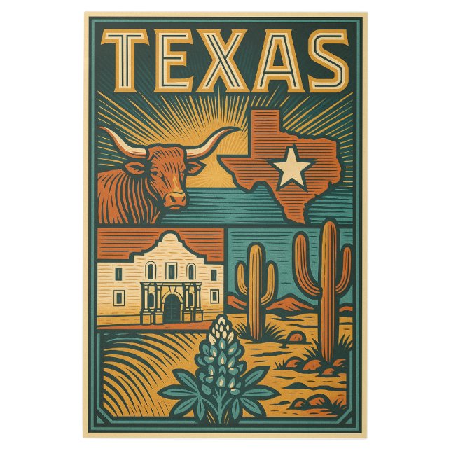 Estado de Texas - Arte mural Metalizado de inspira (Anverso)