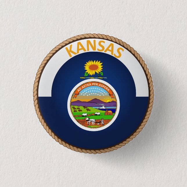 Estado del botón del sello de la bandera de Kansas (Anverso)