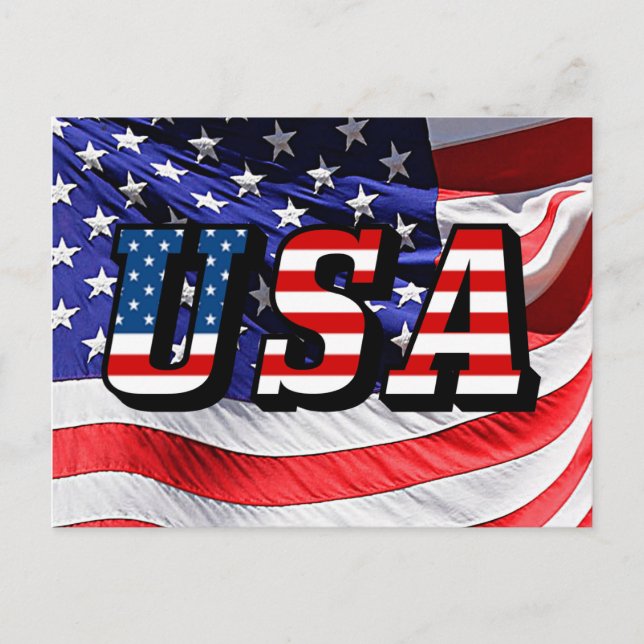 Estados Unidos: postal de la bandera estadounidens (Anverso)