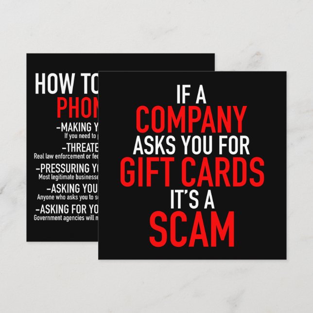 Estafa de tarjeta regalo - Prevención de estafas (Anverso / Reverso)