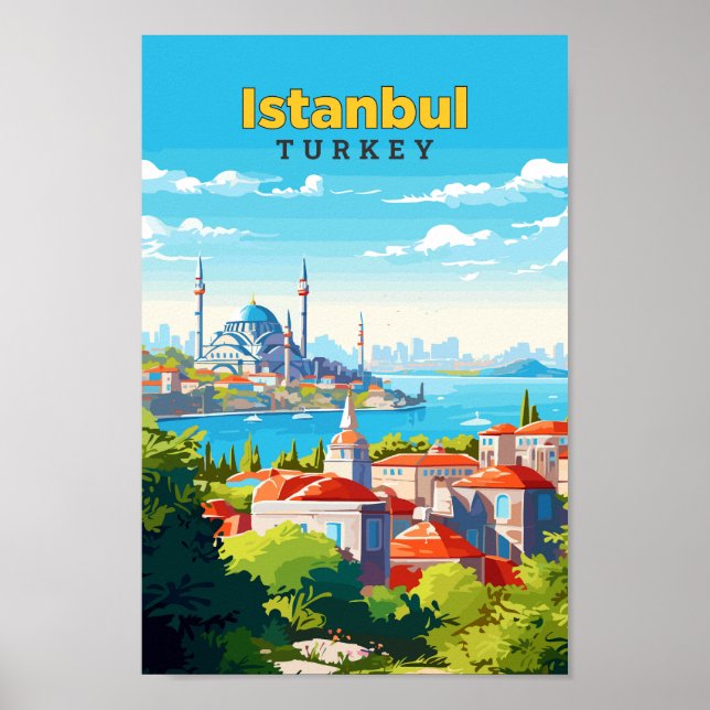 Estambul Turquía Ilustracion de arte de viajes vin (Frente)