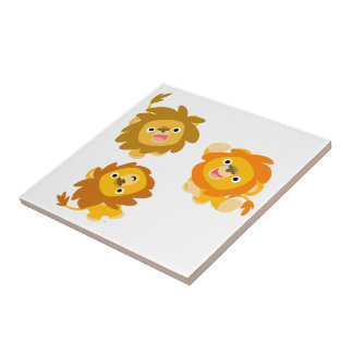 "¡Estamos aquí!!" Baldosas de leones de dibujos an