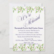 "Estamos casados" Invitación Boda de flores de ver