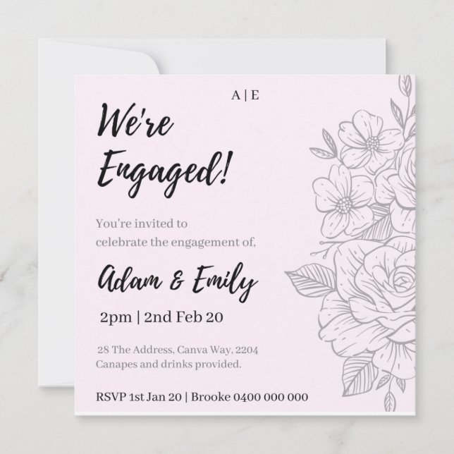 ¡Estamos comprometidos! Invitación floral (Anverso)