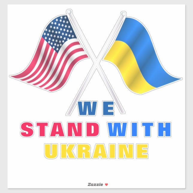 Estamos con Ucrania y el Pegatina de las banderas  (Hoja)