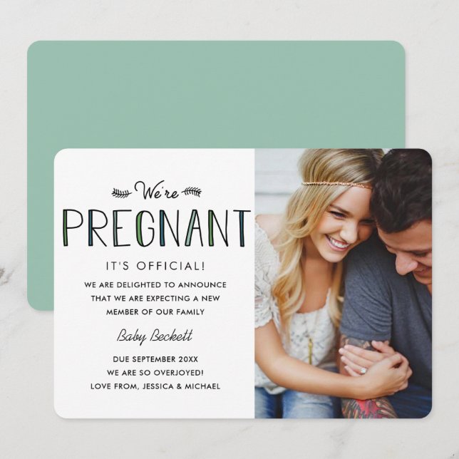 Estamos embarazadas | Invitación de embarazo (Anverso / Reverso)