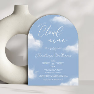 Estamos en la invitación de Baby Shower azul de Cl