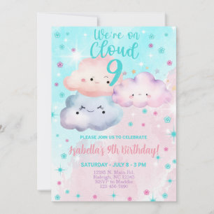 Estamos en la nube nueve invitación de cumpleaños