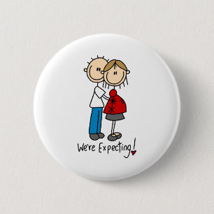 ¡Estamos esperando! Figura embarazada botón del